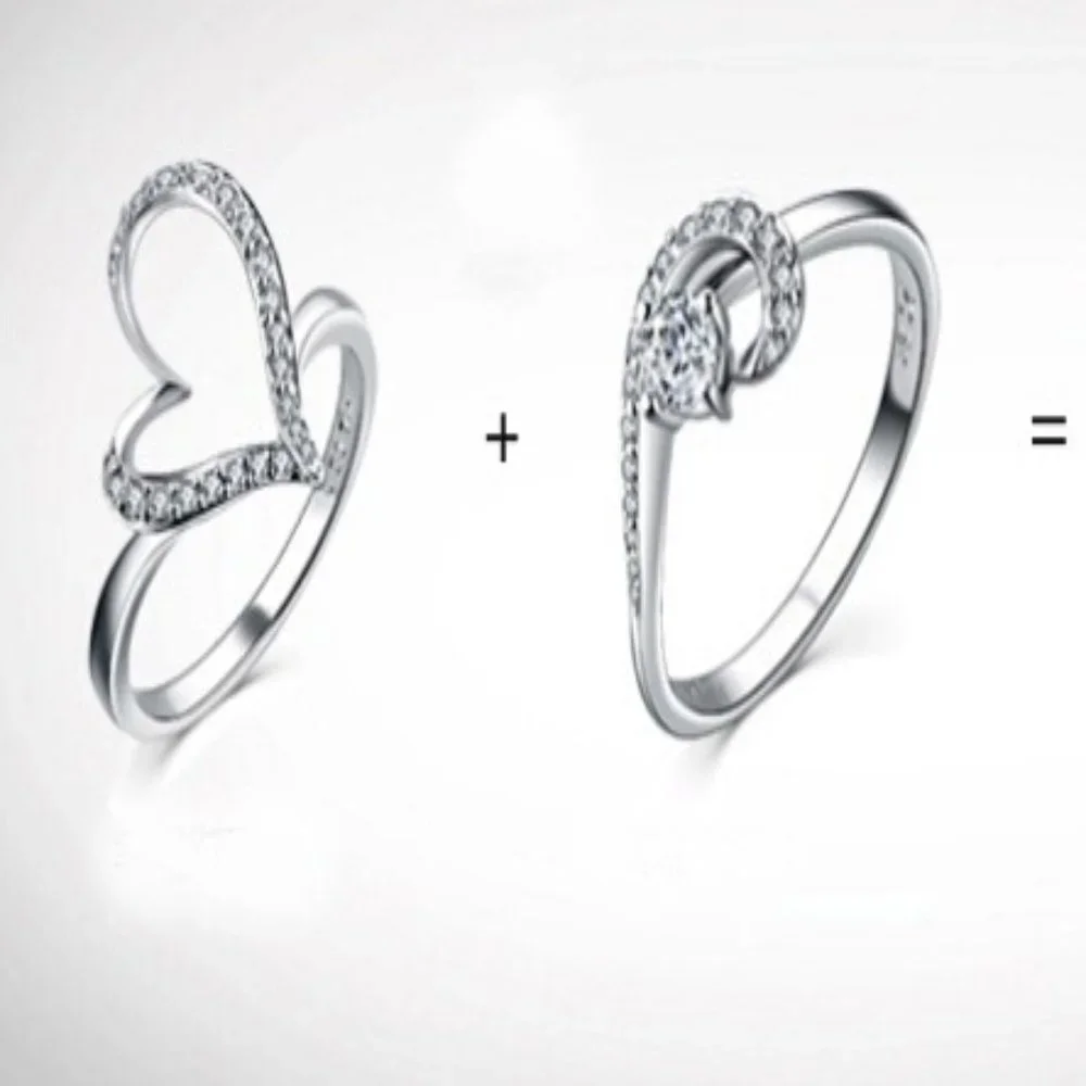 SALE ** BRAND NEW ** Elegant 2pc Heart Ring